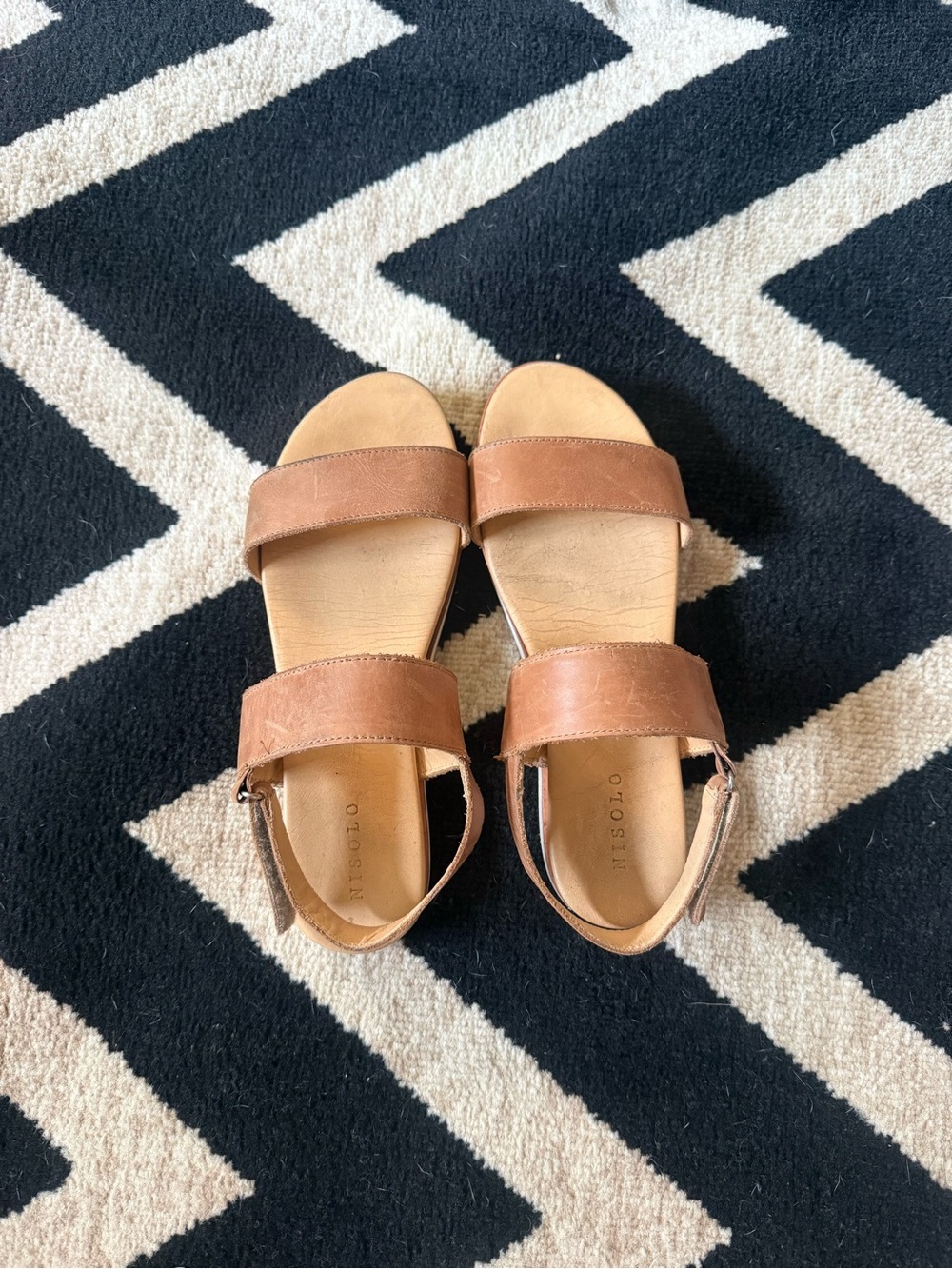 Nisolo Go-To Flatform Sandal, Almond Tan, size 9